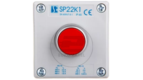 Kaseta sterownicza 1-otworowa czerwony 1R szara IP65 1x membrana M20 SP22K102-1