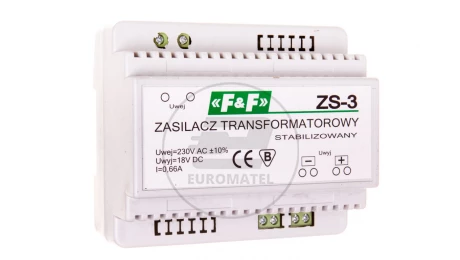 Zasilacz stabilizowany 230VAC/18VDC 12W 0,66A ZS-3