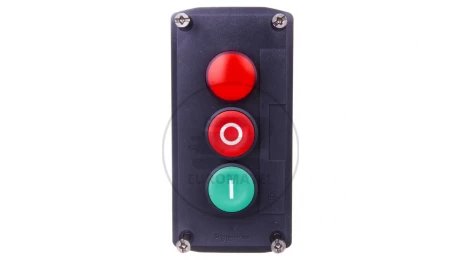 Kaseta sterownicza 3-otworowa I/O + lampka sygnalizacyjna czerwona 24V AC szara IP65 XALD363B