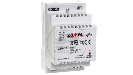 Zasilacz stabilizowany 230VAC/12VDC 0,25A ZSM-12 EXT10000172
