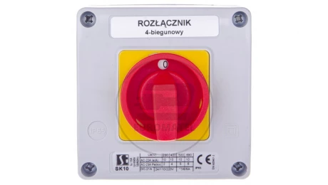 Łącznik krzywkowy 0-1 10A 4P w obudowie żółto-czerwony SK10-2.8210OB12ZC