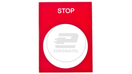 Tabliczka opisowa czerwona prostokątna 30x40mm STOP ZB2BY2304