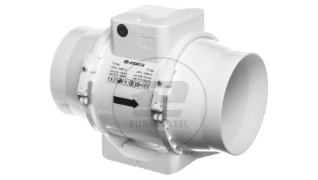 Wentylator kanałowy fi 125 230V 37W 280m3/h 37dB o przepływie mieszanym TT125