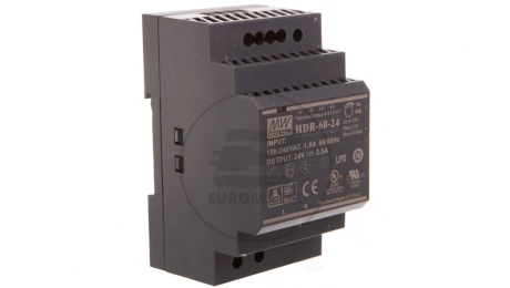 Zasilacz impulsowy 24V DC 2,5A 60W wej. 100-240V AC 1,8A HDR-60-24