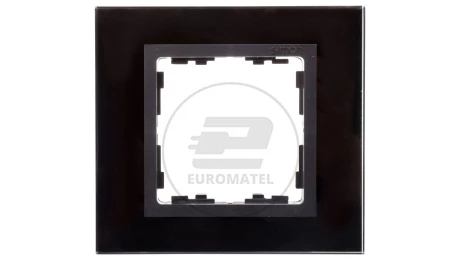 Simon 82 Ramka pojedyncza szklana czarna/ ramka pośrednia grafit 82817-32