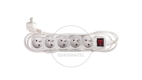Przedłużacz z wyłącznikiem 5-gniazd z/u 2m /H05VV-F 3G1/ biały P1512