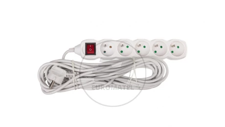 Przedłużacz z wyłącznikiem 5-gniazd z/u 10m /H05VV-F 3G1/ biały P1510
