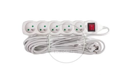Przedłużacz z wyłącznikiem 5-gniazd z/u 7m /H05VV-F 3G1/ biały P1517