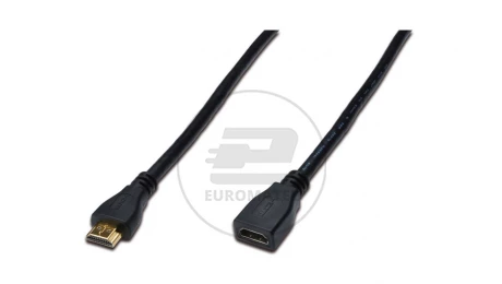Kabel przedłużający HDMI Highspeed 1.4 z Eth. GOLD Typ HDMI A/HDMI A, M/Ż czarny 5m AK-330201-050-S