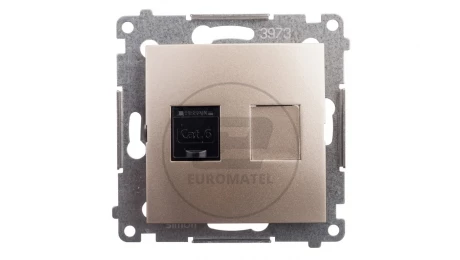 Simon 54 Gniazdo komputerowe pojedyncze RJ45 kat.6 z przesłoną złoty mat D61.01/44