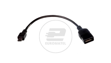 Kabel połączeniowy USB 2.0 OTG Typ microUSB B/USB A, M/Ż czarny 0,2m AK-300309-002-S