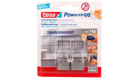 Haczyk samoprzylepny POWERSTRIPS przezroczysty L matt chrom 2szt. 58812-00000-00