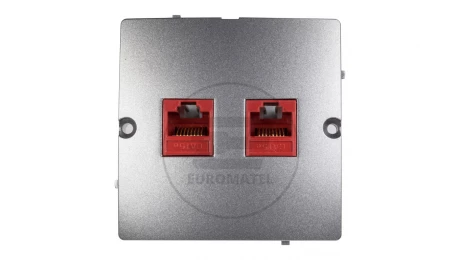 Simon Basic Gniazdo komputerowe podwójne 2xRJ45 kat.5e stal inox BMF52.02/21