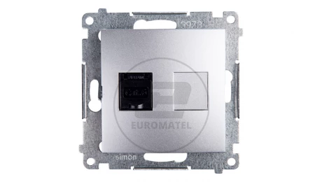 Simon 54 Gniazdo komputerowe pojedyncze RJ45 kat.6 z przesłoną srebrny mat D61.01/43