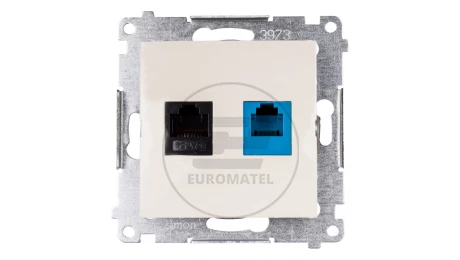 Simon 54 Gniazdo teleinformatyczne RJ45 kat.5e + RJ12 kremowe D5T.01/41