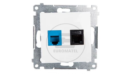 Simon 54 Gniazdo teleinformatyczne RJ45 kat.5e + RJ12 białe D5T.01/11