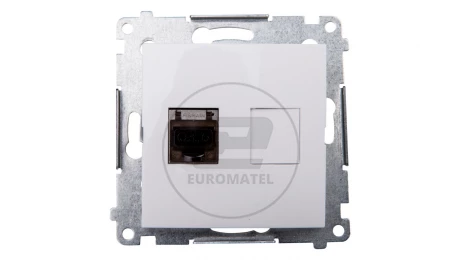 Simon 54 Gniazdo komputerowe pojedyncze RJ45 kat.6 ekranowane z przesłoną białe D61E.01/11