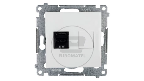 Simon 54 Gniazdo komputerowe pojedyncze RJ45 kat.6 z przesłoną białe D61.01/11