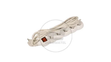 Przedłużacz z wyłącznikiem 5-gniazd z/u 5m /H05VV-F 3G1/ biały P1515