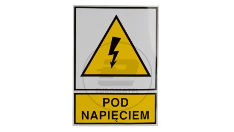 Tabliczka /znak ostrzegawczy/ TZO 105X148S /POD NAPIĘCIEM/ E04TZ-01011130800 /10szt./