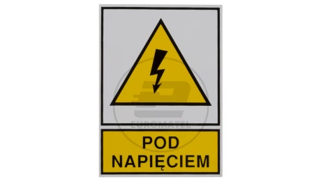 Tabliczka /znak ostrzegawczy/ TZO 52X74S /POD NAPIĘCIEM/ E04TZ-01011110800 /10szt./