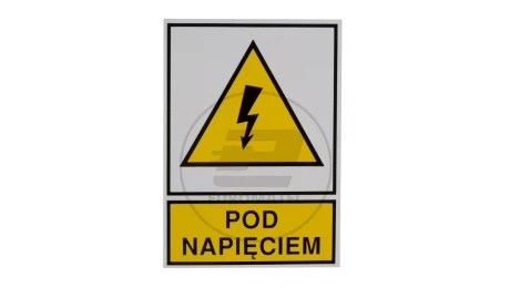 Tabliczka /znak ostrzegawczy/ TZO 74X105S /POD NAPIĘCIEM/ E04TZ-01011120800 /10szt./