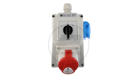 Zestaw instalacyjny z gniazdem 16A 5P+2P+Z (L-0-P) czerwony ZI03R221
