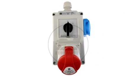 Zestaw instalacyjny z gniazdem 32A 5P+2P+Z (0-1) czerwony ZI05R441