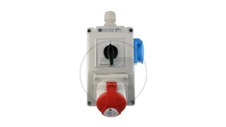 Zestaw instalacyjny z gniazdem 16A 5P+2P+Z (0-1) czerwony ZI03R211