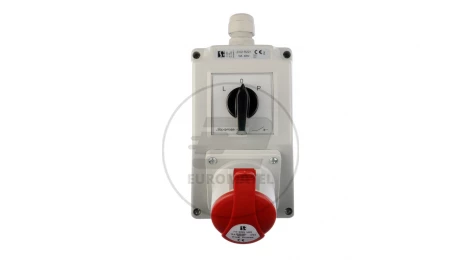 Zestaw instalacyjny z gniazdem 16A 5P (L-0-P) czerwony ZI02R221