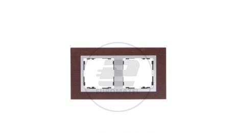 Simon 82 Ramka podwójna pozioma drewniana wenge/ ramka pośrednia aluminium mat 82927-65