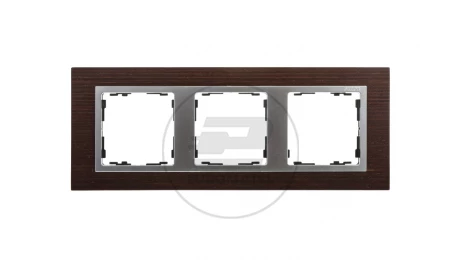Simon 82 Ramka potrójna pozioma drewniana wenge/ ramka pośrednia aluminium mat 82937-65