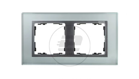 Simon 82 Ramka podwójna pozioma kamień srebro/ ramka pośrednia aluminium mat 82927-62
