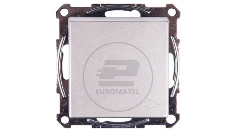 Merten System M Gniazdo pojedyncze z/u 16A IP20 z przesłonami i klapką aluminium MTN2610-0460