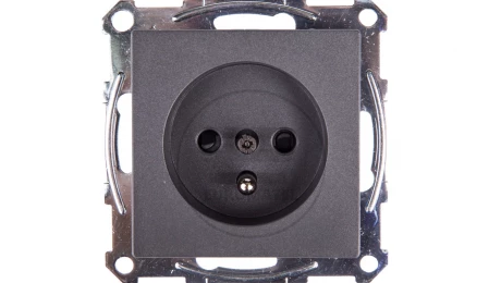 Merten System M Gniazdo pojedyncze z/u 16A IP20 z przesłonami antracyt MTN2600-0414