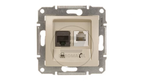 Sedna Gniazdo teleinformatyczne RJ11 RJ45 kat.5e UTP satynowe SDN5100168