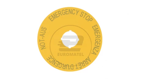 Tabliczka opisowa żółta okrągła fi90 EMERGENCY STOP M22-XAK1 216465