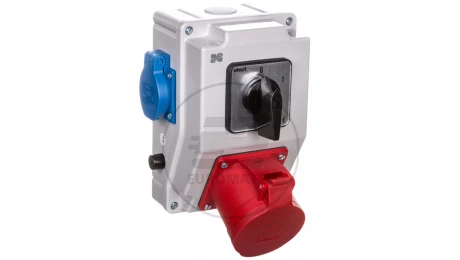 Zestaw instalacyjny z gniazdem 32A 5P+2P+Z RS-Z (0-1) czerwony 6275-00