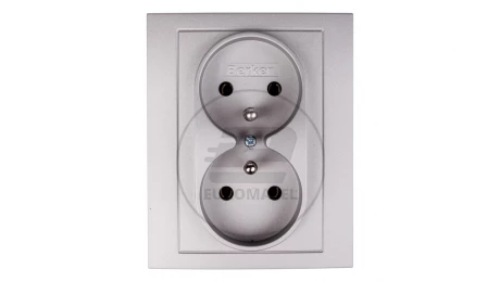 Berker/B.Kwadrat Gniazdo podwójne z/u 16A IP20 aluminium 5361838984