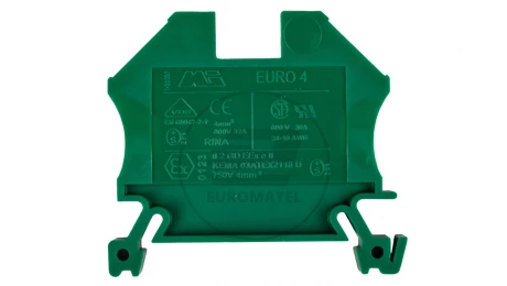 Złączka szynowa 2-przewodowa 4mm2 zielona EURO 43409GR