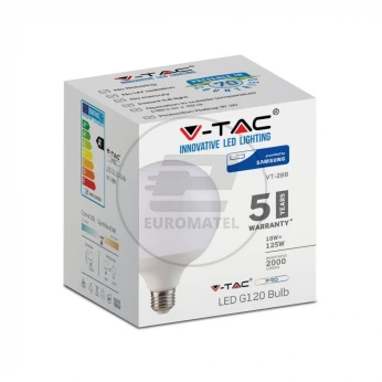 Żarówka LED V-TAC SAMSUNG CHIP 18W E27 GLOBE G120 VT-288 6400K 2000lm 5 Lat Gwarancji