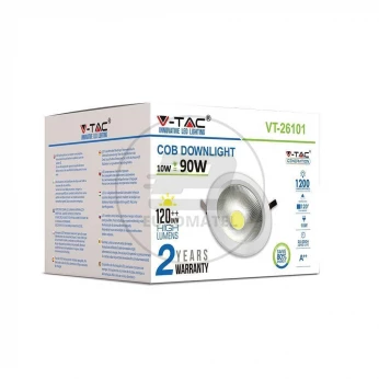 Oprawa 10W LED V-TAC COB Downlight Okrągły A++ 120lm/W VT-26101 4000K 1200lm
