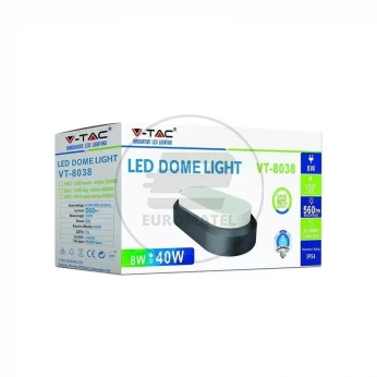 Plafon LED VT-8038 8W 6000K 560lm Czarny Owalny IP54 1310