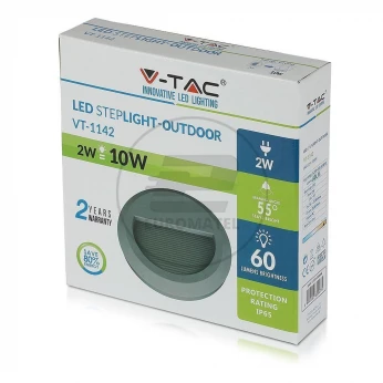 Oprawa Schodowa 2W LED V-TAC Szara Okrągła 230V IP65 VT-1142 3000K 60lm