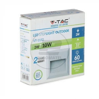 Oprawa Schodowa LED VT-1152 2W 4000K 60lm Kwadrat Biały 1320