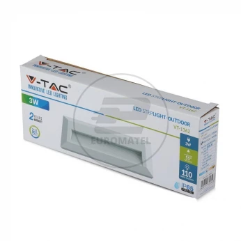 Oprawa Schodowa 3W LED V-TAC Biały Prostokąt 230V IP65 VT-1162 3000K 110lm