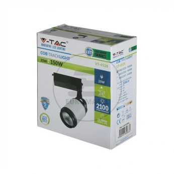 Oprawa Track Light LED V-TAC 25W 24st Czarny Biały VT-4528 6400K 2100lm