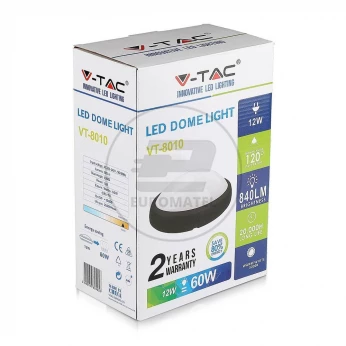 Plafon 12W LED V-TAC Owal Czarna IP54 VT-8010 3000K 840lm