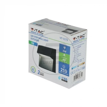 Oprawa Ścienna Elewacyjna 3W LED V-TAC Czarny Kwadrat 230V IP65 VT-1172 3000K 210lm
