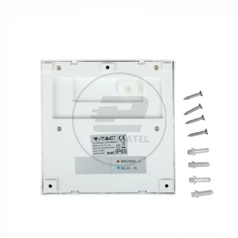 Oprawa Ścienna Elewacyjna 3W LED V-TAC Biały Kwadrat 230V IP65 VT-1172 3000K 210lm